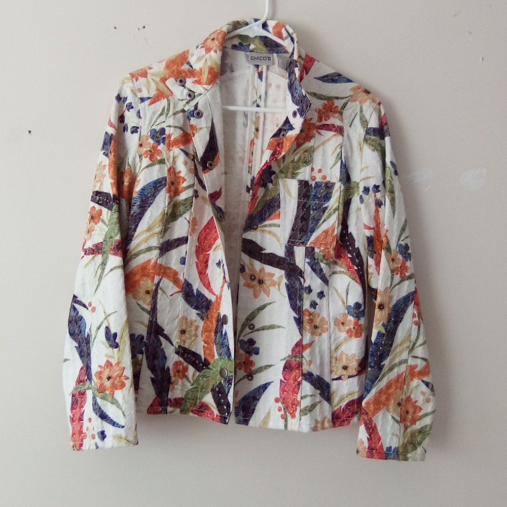 CHICOS Floral Women's Blazer - Picture 8 of 9